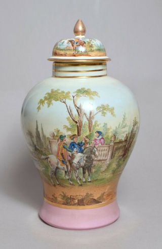 A Large Antique German Dresden Porcelain Vase,  37cm Tall.