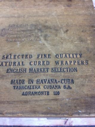 Vintage Antique Hinged Wood Cigar Box Decabanas Havana Cuba 1944 Crop. 8