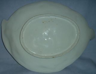 RARE ANTIQUE DR WALL PERIOD WORCESTER LEAF SHAPED DISH BIRDS & BUTTERFLIES C1770 6