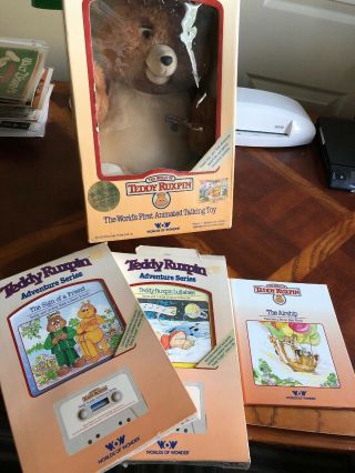 Teddy Ruxpin Bear Complete 1985 Worlds Of Wonder 2 Book/tapes