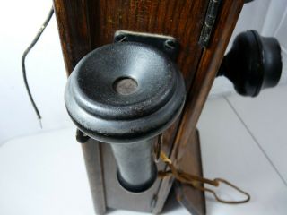 Kellogg Vintage Antique Oak Wood Wall Telephone Hand Crank Bell Sumter 1900 ' s 10