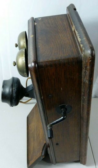Kellogg Vintage Antique Oak Wood Wall Telephone Hand Crank Bell Sumter 1900 ' s 6