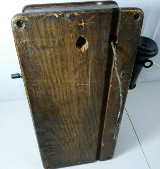 Kellogg Vintage Antique Oak Wood Wall Telephone Hand Crank Bell Sumter 1900 ' s 8