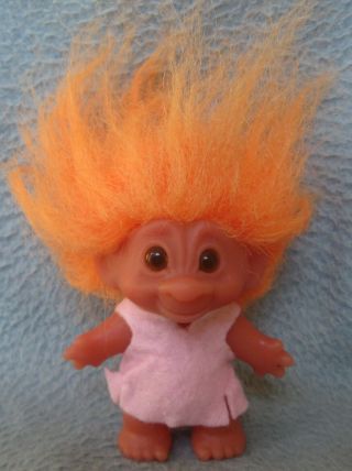 Vintage Dam Troll Doll 3 " Figure Orange Hair