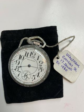 Antique 1940 Waltham Pocket Watch 17 Jewel Running