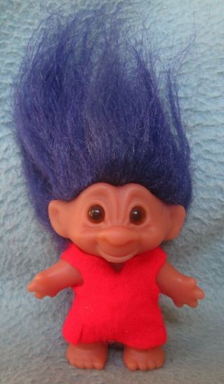 Vintage Dam Troll Doll 3 " Figure Purple Hair R