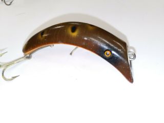 Vintage Old Wooden Fishing Lure South Bend Teas Oreno Brown Frog Bass Bait