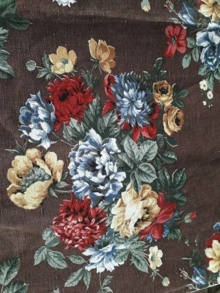 Vintage Fabric Linen Curtain Floral Moygashel Screen Print Country Living Cottag