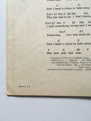 Rare VTG 1965 Sheet Music RAY CHARLES “Yesterday” THE BEATLES ABC John Paul 5