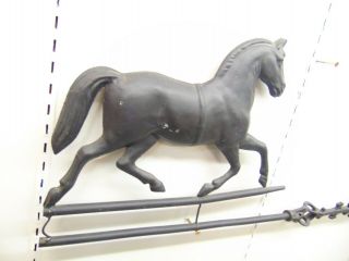 Antique 19th Century Large Horse Weather Vane Cast Iron Rod 4