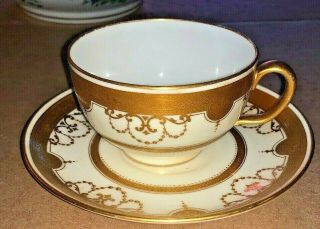 Mintons China For Tiffany & Co Gold Encrusted Tea Cup & Saucer (pattern 9430)