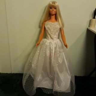 Vintage 1992 Mattel My Life Size Barbie Doll 38 " Wedding Dress White Earrings