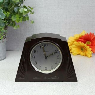 Vintage Brown Art Deco Bakelite Ingersoll Mantle Clock