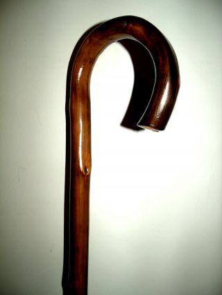 Curve Wooden Walking Stick/ Cane Solid Chestnut Wood Crook One Piece Rustic Cane