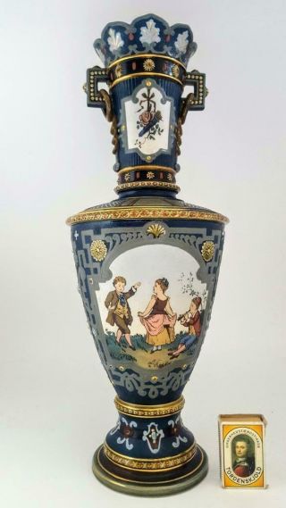 Large Antique Mettlach Villeroy & Boch Art Nouveau Stoneware Pottery Vase C1910