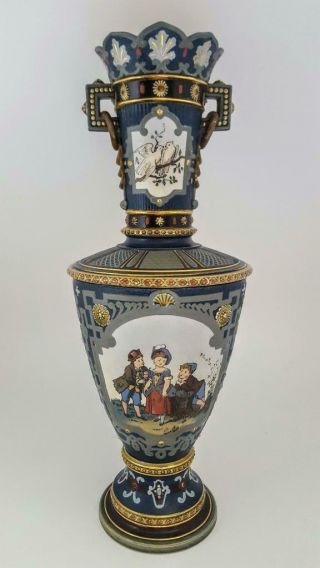 Large Antique Mettlach Villeroy & Boch Art Nouveau Stoneware Pottery Vase c1910 2