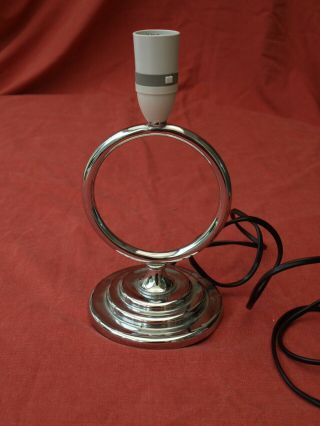 Vintage Art Deco Chrome Circle Table Lamp Made In England