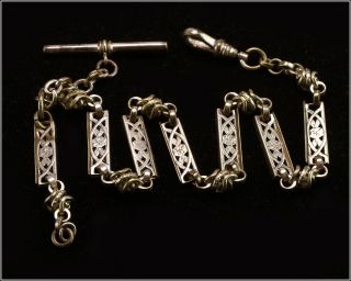 Antique Victorian Fancy Links Heavy Fob Chain R.  F.  S & Co.  For Pocket Watch - 14 "