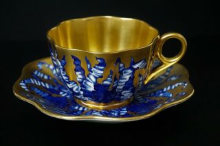 Antique Coalport Cobalt Blue Gold Aesthetic Style Full Sized Cup And Saucer - A