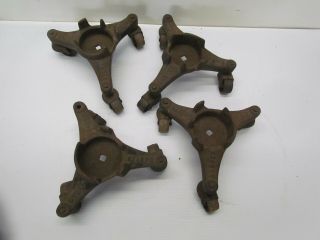 4 Antique 1906 Cast Iron Harper Stove Casters W/ Swivel Wheels Old Dollies Piano