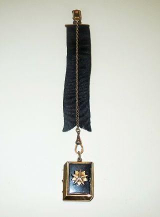Antique Victorian 10k Gold Pocket Watch Chain Fob - Jet Pearl Locket - Not Scrap