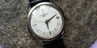 1950s Antique Mens Ulysse Nardin 25 Jewel Swiss Wristwatch Watch W/calendar