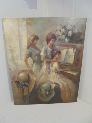 Antique Oil Painting,  Piano Players