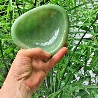Asian Chinese Green Jade Antique Brush Bowl Large Heavy 568 Grams Jade