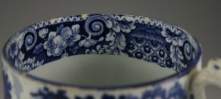 Antique Pottery Pearlware Blue Transfer Riley Large Scroll Border Mug 1825 3