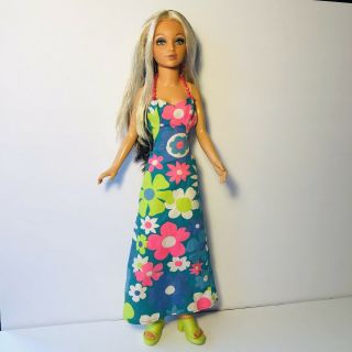 Vintage 1974 Ideal Tiffany Taylor 18” Doll Mod Floral Maxi Dress Shoes