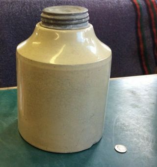 Antique Macomb Pottery - 1/2 Gallon Stoneware Canning Jar W/zinc Lid - Near