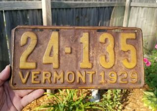 Vintage Antique 1929 Vermont License Plate