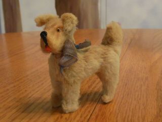 Vintage Mohair Brown Airedale Terrier Dog For Antique Doll Companion