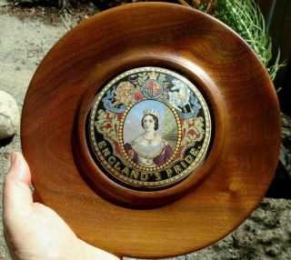 Antique (ca 1870) Rated Rare,  Queen Victoria Prattware Pot Lid In Wooden Frame
