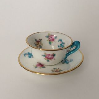 Antique Crown Staffordshire Miniature Floral Cup & Saucer Plummer Ltd.  York