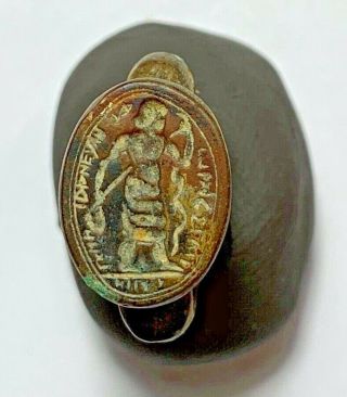 Museum Quality Military Legionary Bronze Seal Ring Rare10.  5gr 28.  1mm Inner 21mm
