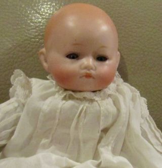 Antique 8 " German Bisque Character Baby Doll W/original Outfit,  Rechnagel