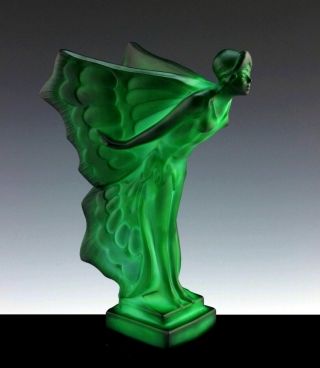 Art Deco Jade Malachite Glass Car Mascot Figurine Rolls Royce Hood Ornament 3