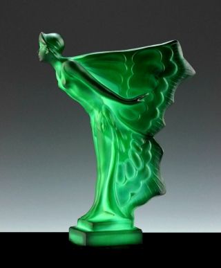 Art Deco Jade Malachite Glass Car Mascot Figurine Rolls Royce Hood Ornament 4