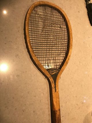Early Antique Wood Tennis Racquet Wright And Ditson,  Orig.  Decals & Strings