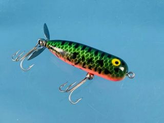Heddon Baby Torpedo Gra Green Crawdad Vintage Fishing Lure Tough Color Ex