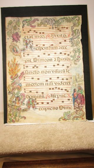 Awesome Early Hand Painted Large Sheet Of Music With Color Decorations