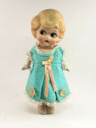 8.  5” Tall All Bisque 1920s Flapper Style Antique Doll Made In Japan