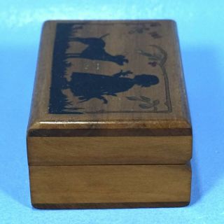 Swiss Black Forest Wood Carving TRINKET BOX Girl Dog Butterfly Riding Hood c1920 5