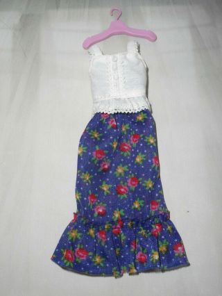 Vintage Barbie Skipper Best Buy 7223 White Peasant Blue Floral Dress -