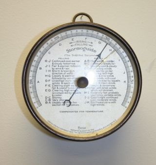 Antique Vintage Stormoguide Tycos 1922 Barometer Brass Taylor Thermometer Rare