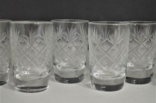 Antique Vintage Cut And Etched Crystal Glass Shot Glasses 2 Ounce Set Of 6