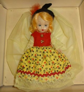 Vtg.  Nancy Ann Storybook Dolls Swiss 207 Bisque Doll Still Attached To Box Euc
