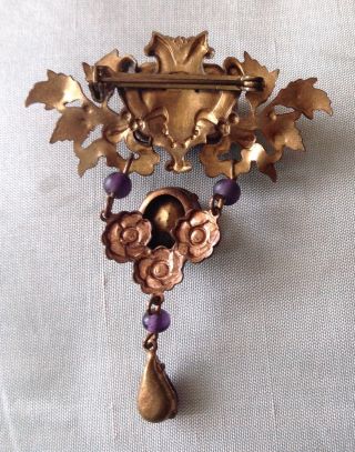 Gorgeous antique/vintage amethyst stones set in soldered brass to make a brooch. 3