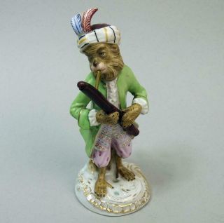 Antique Dresden German Porcelain Monkey Band Bassoon Player Figure C.  1890